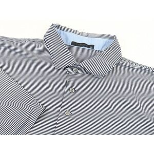Greyson Polo Shirt Mens 2XL Blue White Stripe Golf Performance Stretch Wolf
